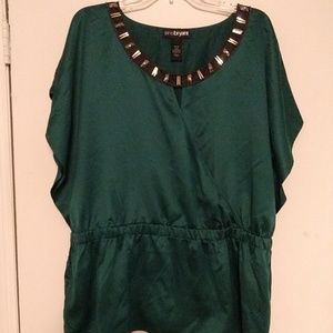 Emerald green jeweled shirt Lane Bryant